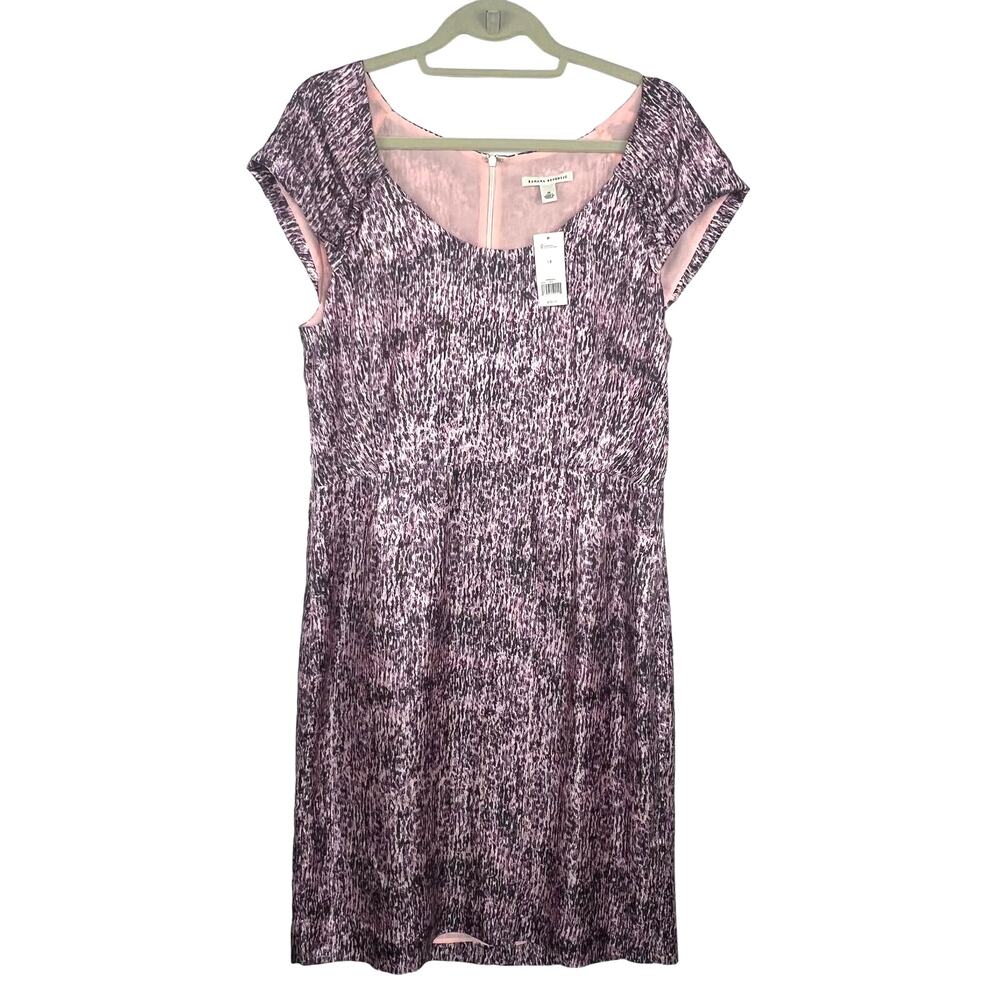New Banana Republic Size 14 Silk Midi Purple Pink Black Dress